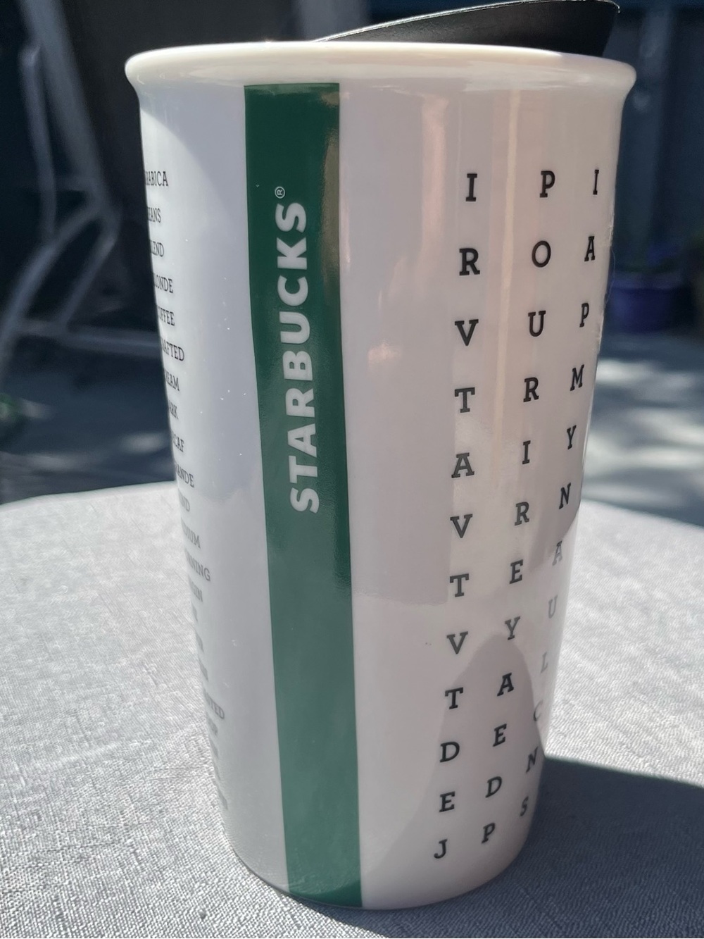 Vintage Starbucks White Word Search
Alphabet Crossword Traveler Mug 12 oz 2016